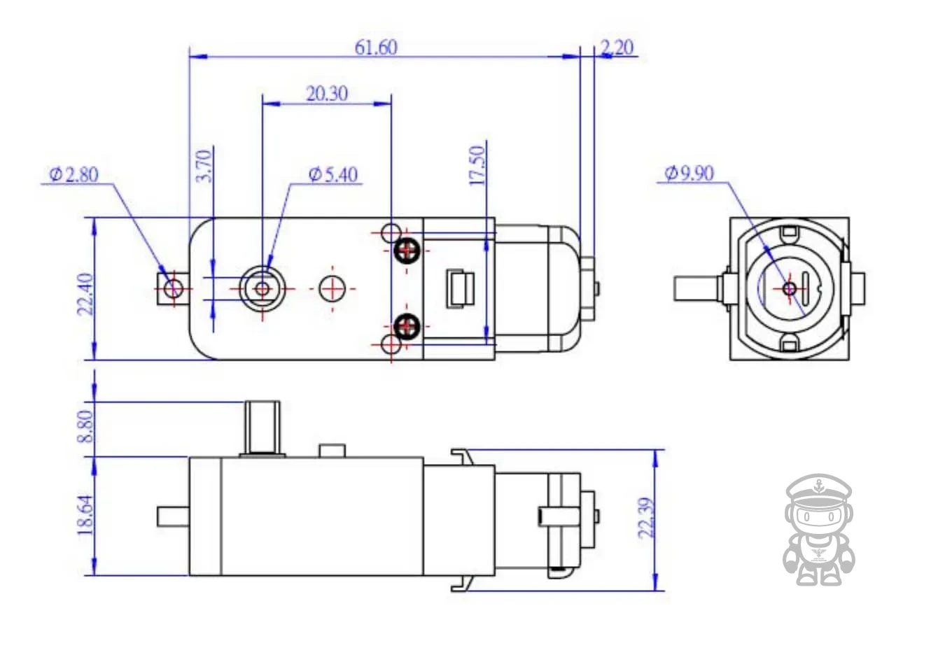 Motorreductor Amarillo con Eje de Salida Doble (3-6V) - Image 2